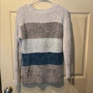 Ellen Tracy Striped Sweater - Gray, Green, Brown